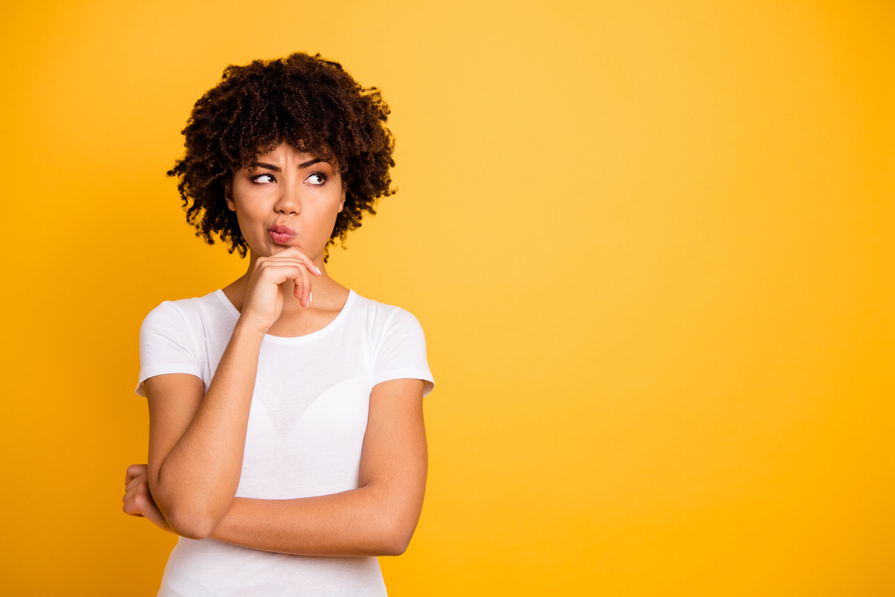 young woman thinking